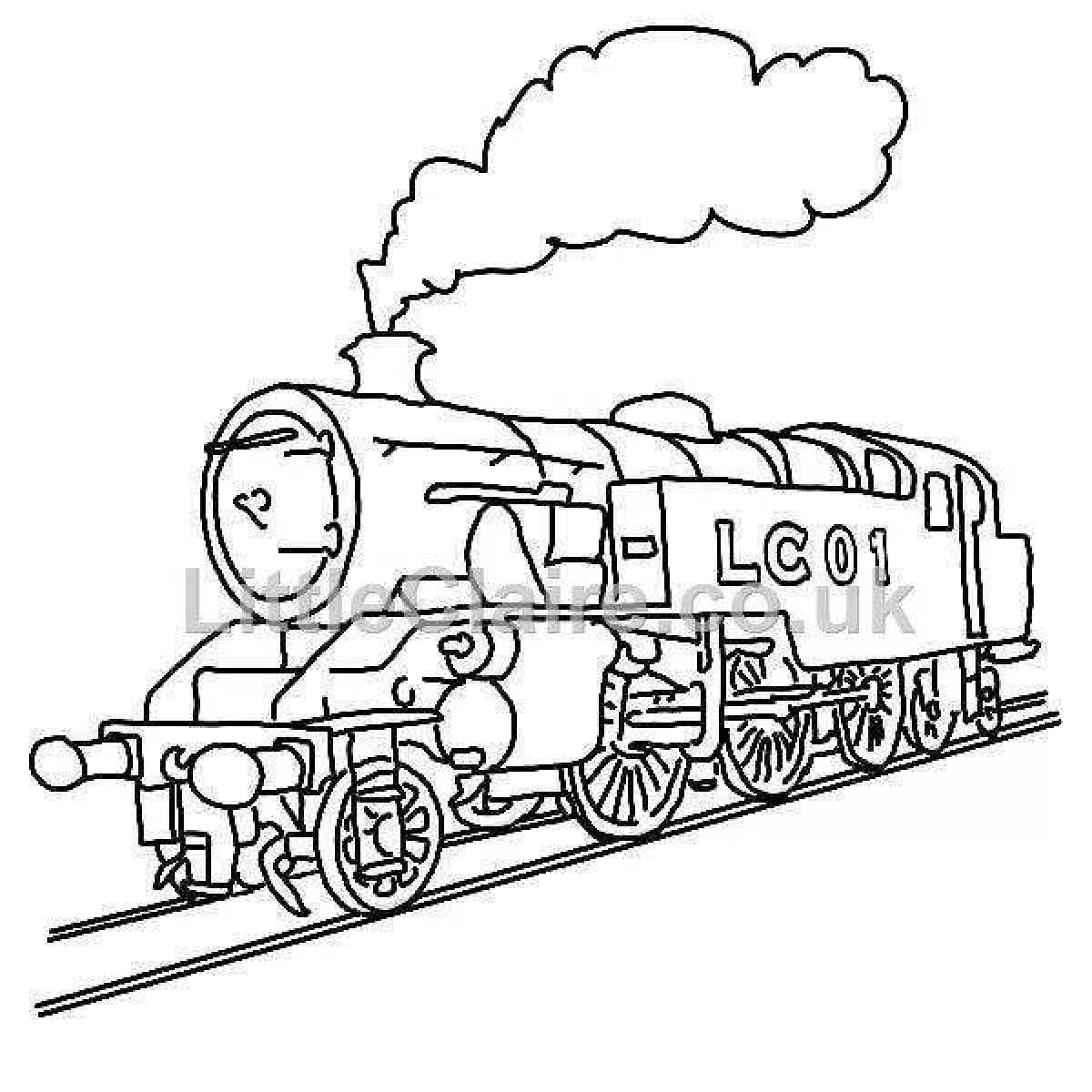 Shiny military train coloring page