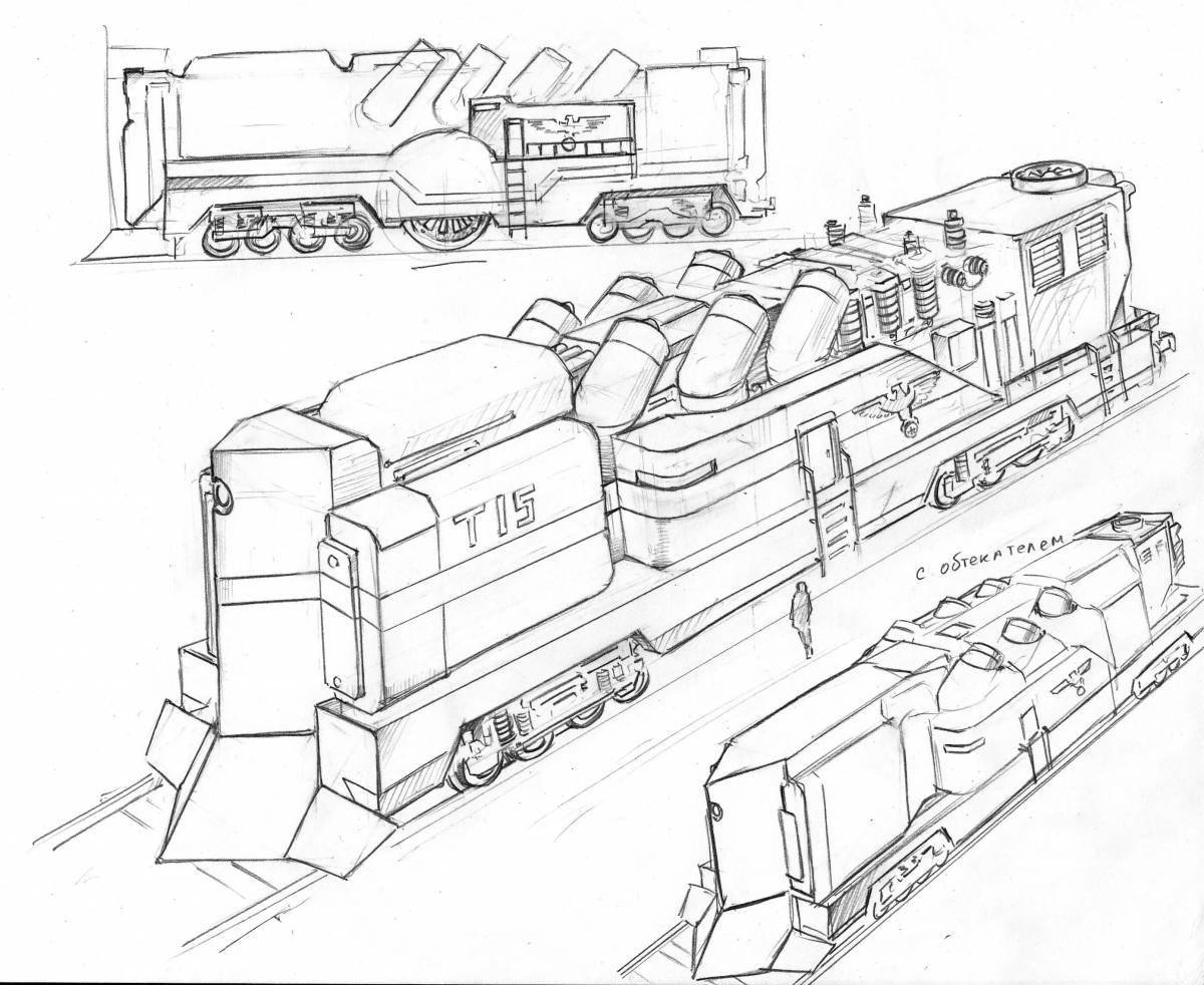 Royal military train coloring page