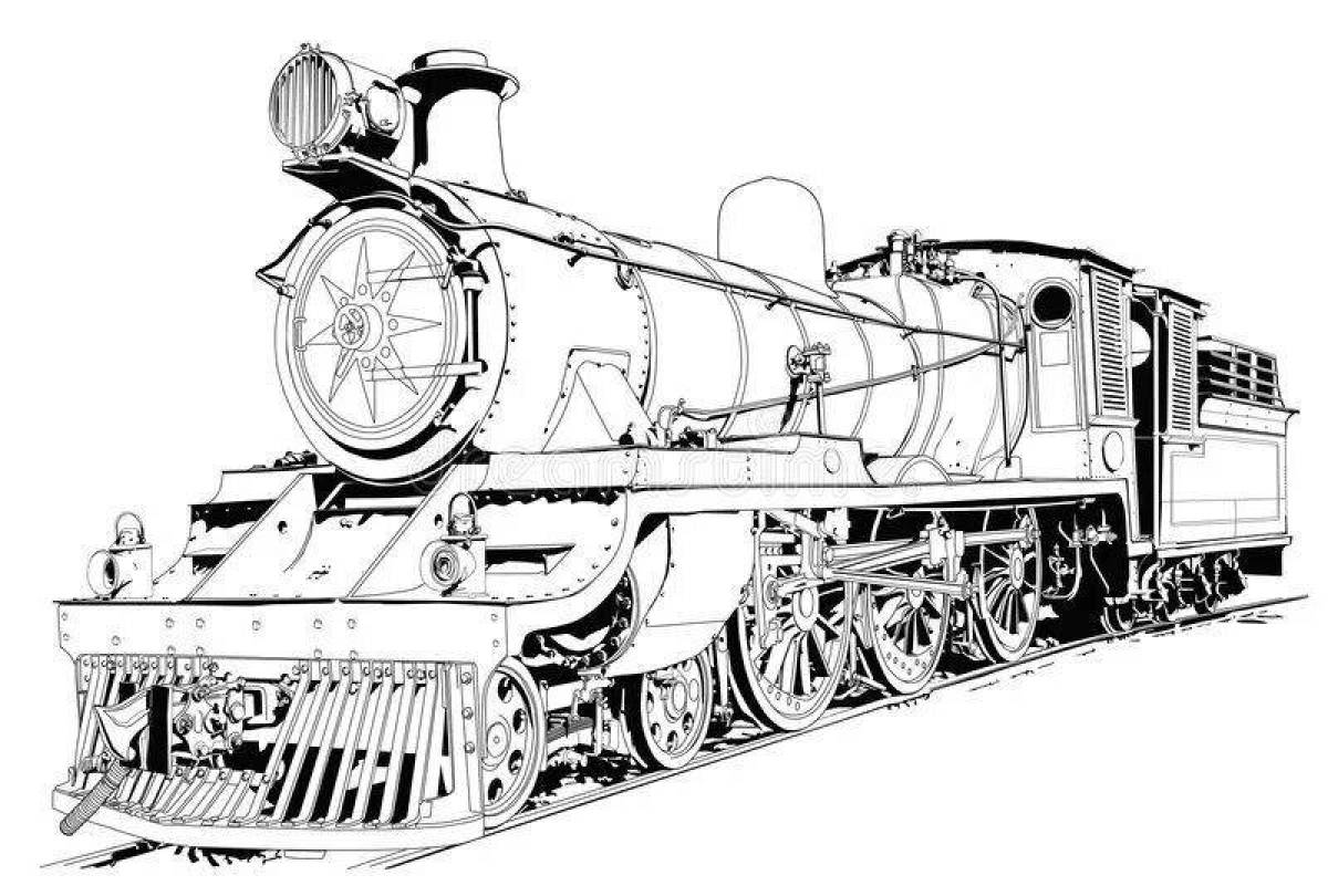 Раскраска украшенный военный поезд