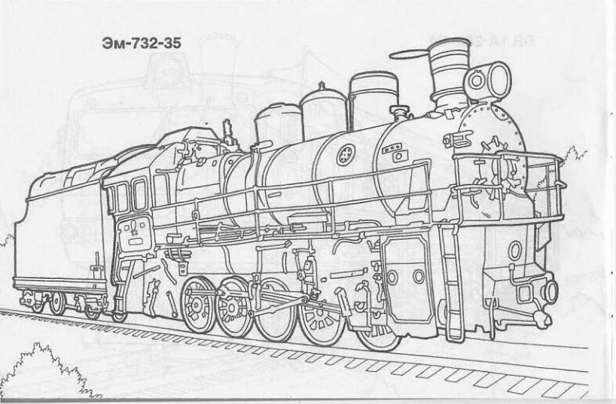 Glamorous military train coloring page