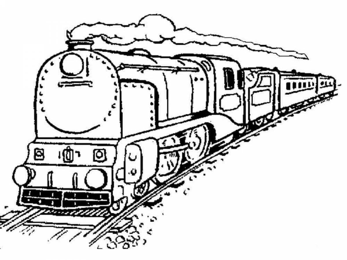 Замысловатая страница раскраски военного поезда