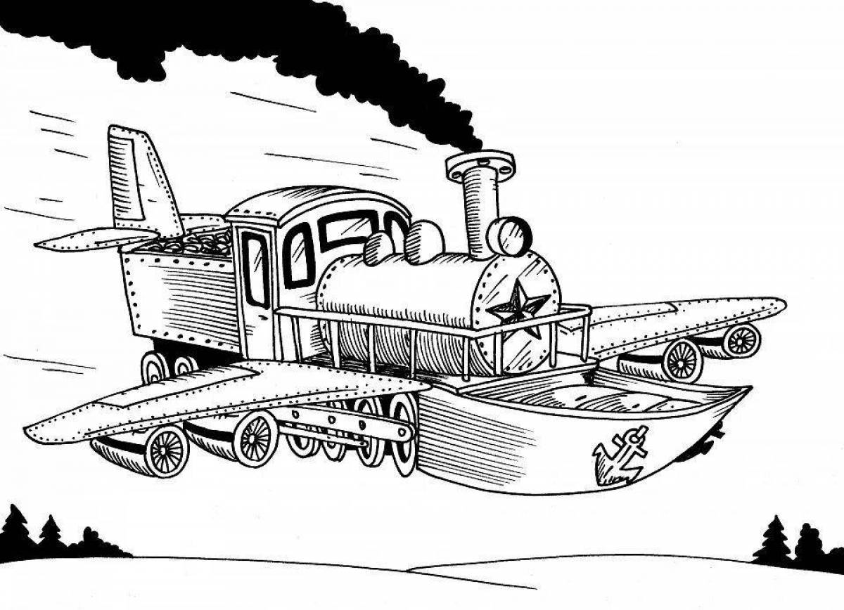 Креативная раскраска военного поезда