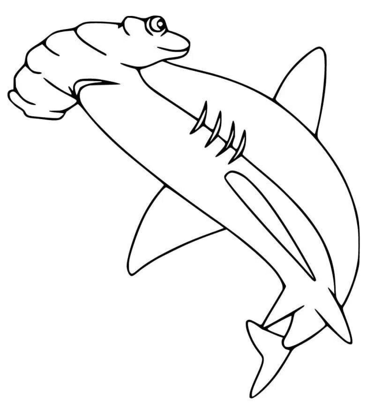 Иллюстрация книжки-раскраски акула-молот