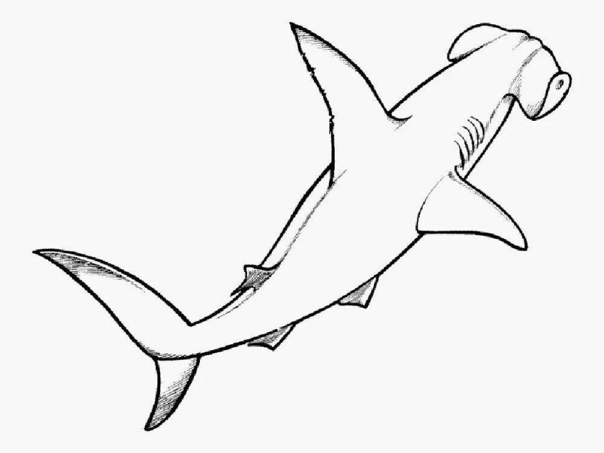 Colourful hammerhead shark coloring page
