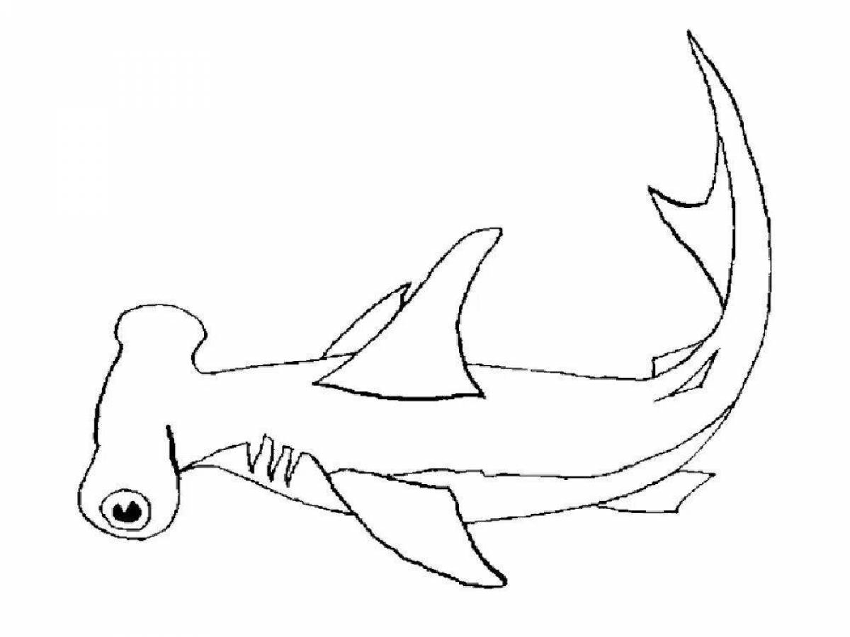 Coloring book brightly colored hammerhead shark