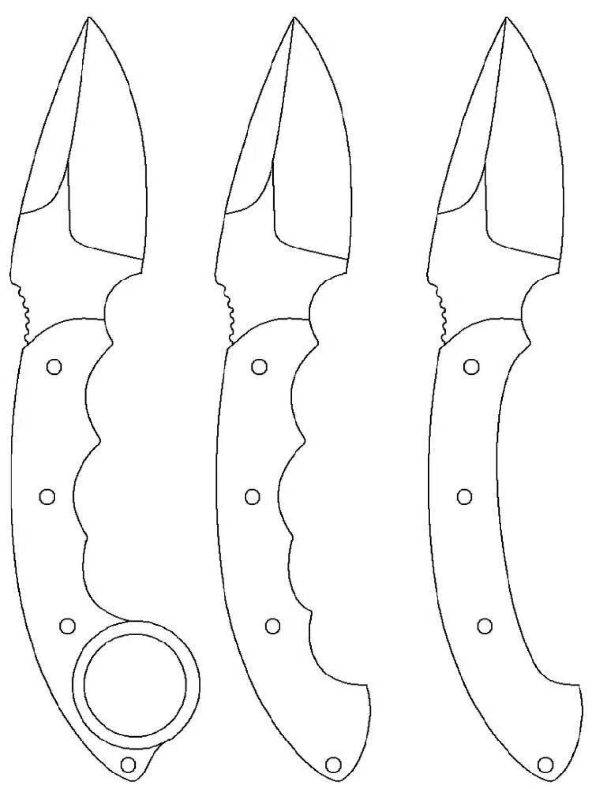 Glittering poke knife coloring page