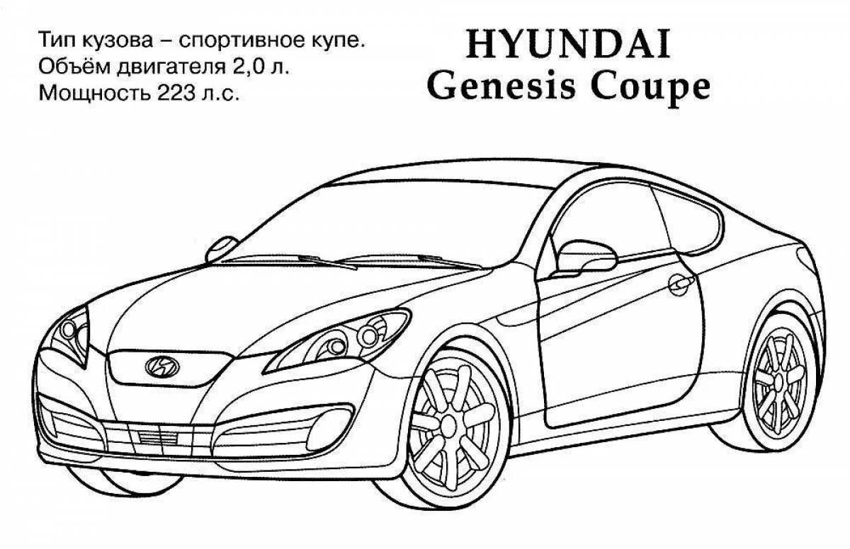 Coloring page with awesome hyundai car