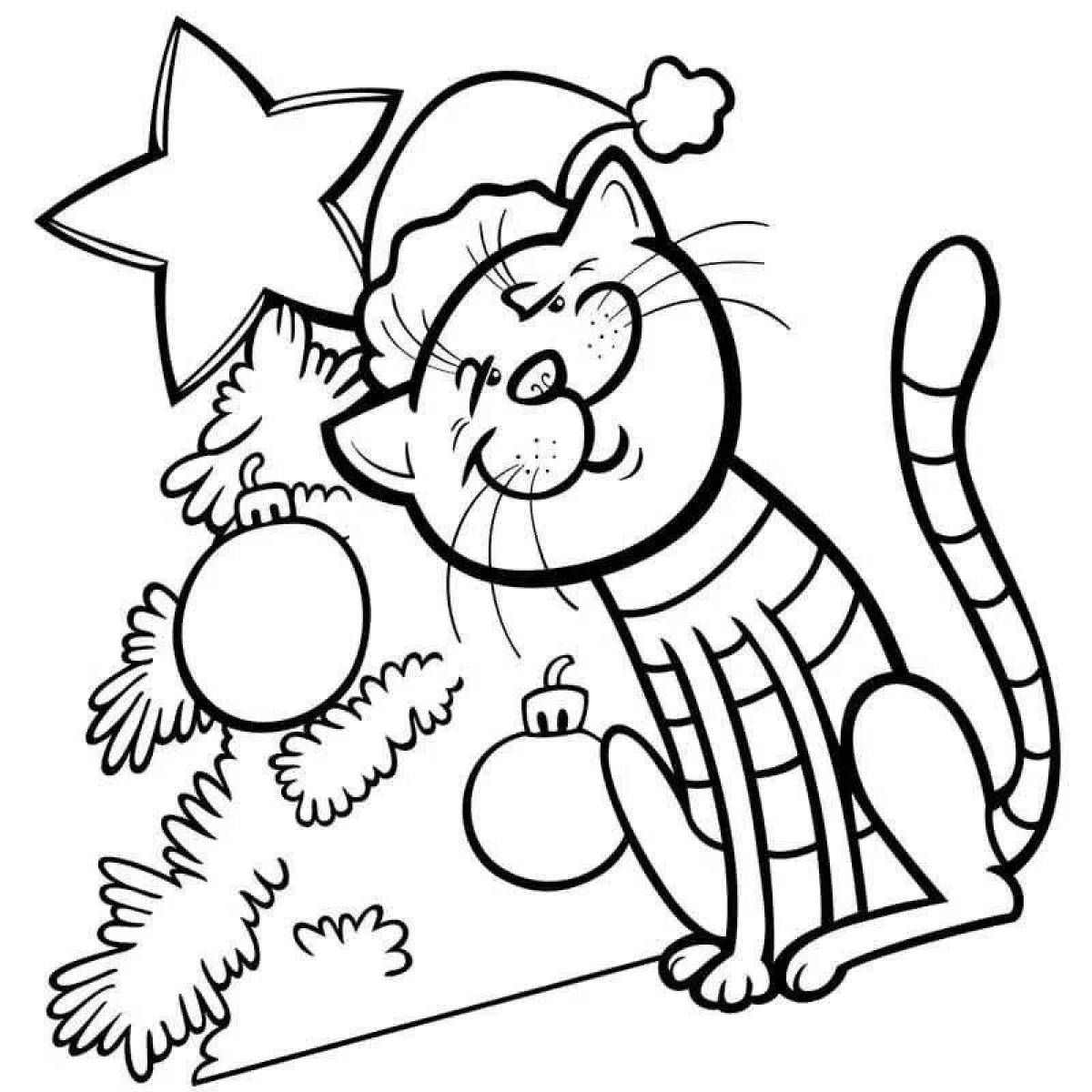Funny kitty christmas coloring book