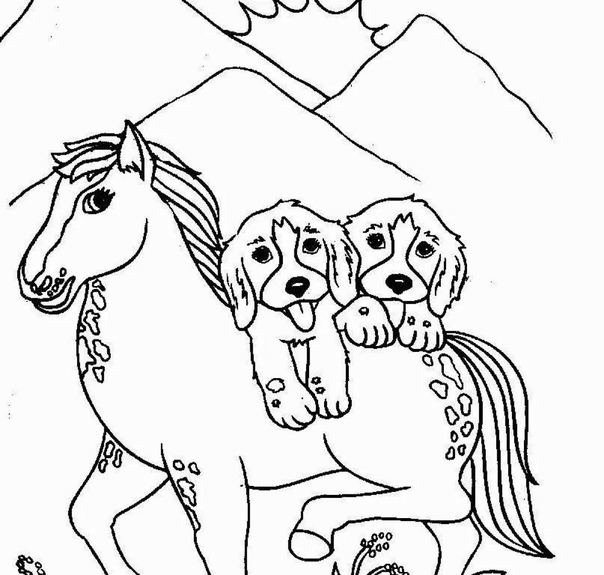 Radiant coloring page unicorn dog