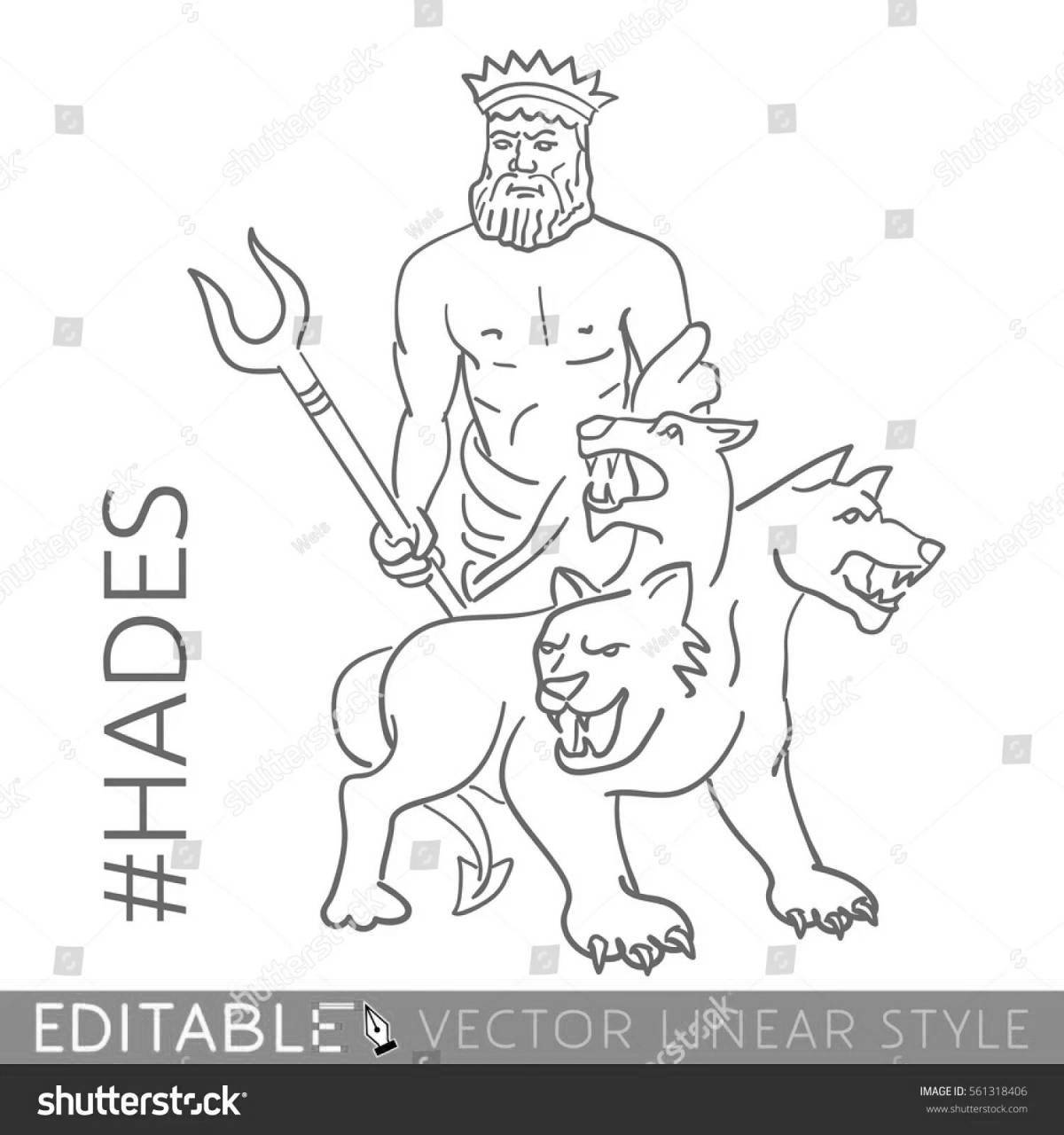 Coloring book luxurious god of Hades