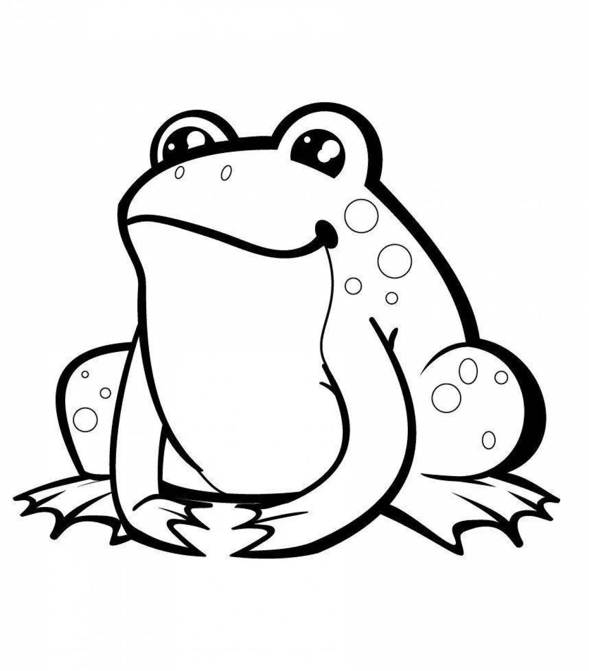 Яркая страница раскраски рисунка лягушки
