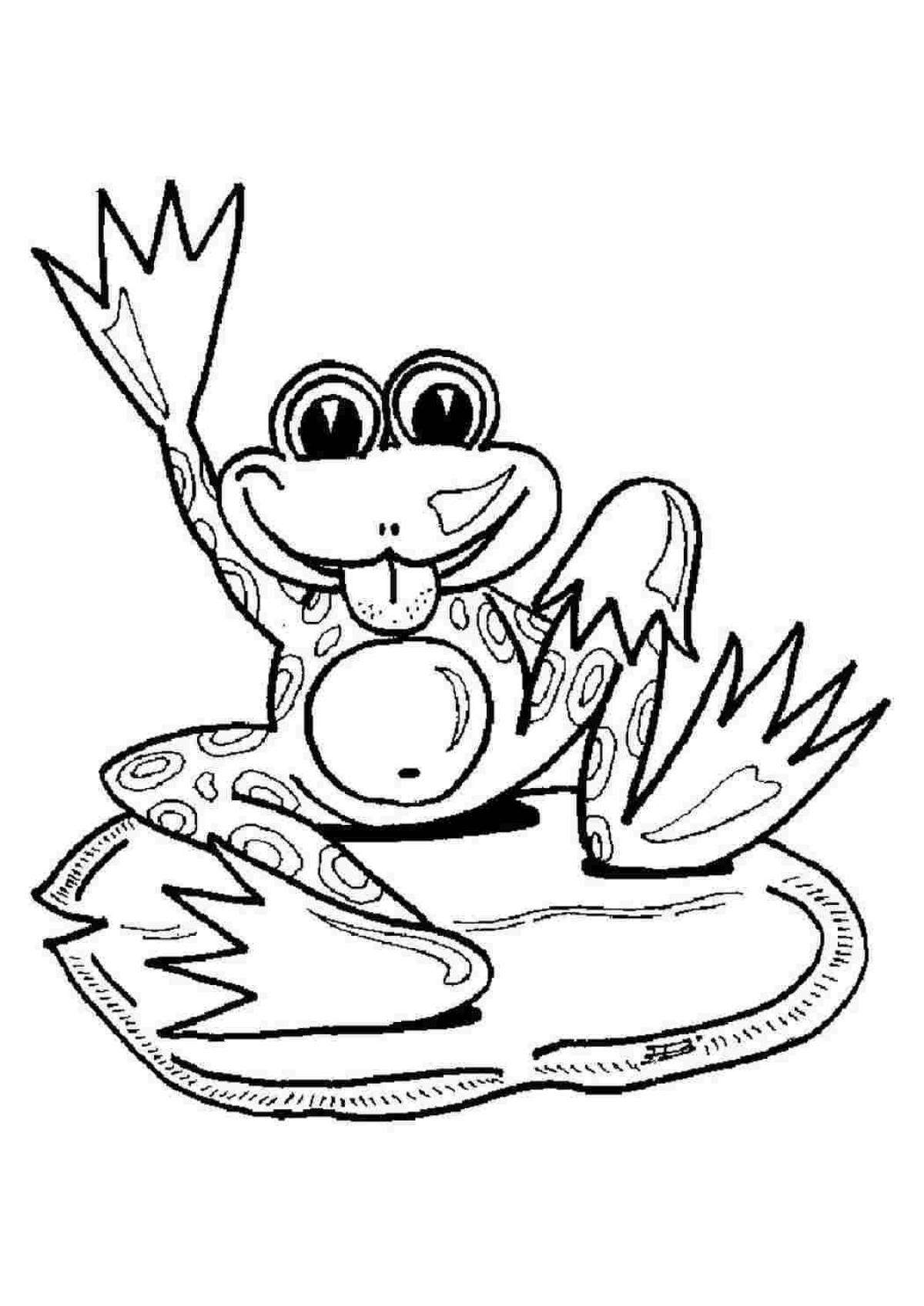 Страница раскраски анимированного рисунка лягушки