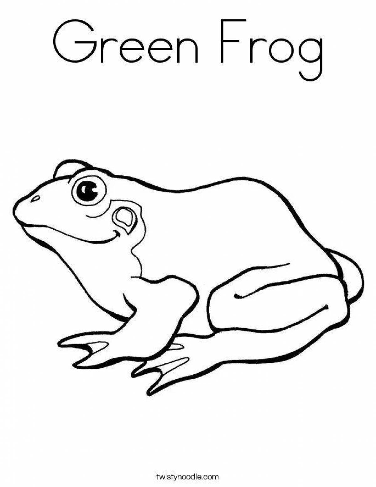 Coloring book drawing of a frog