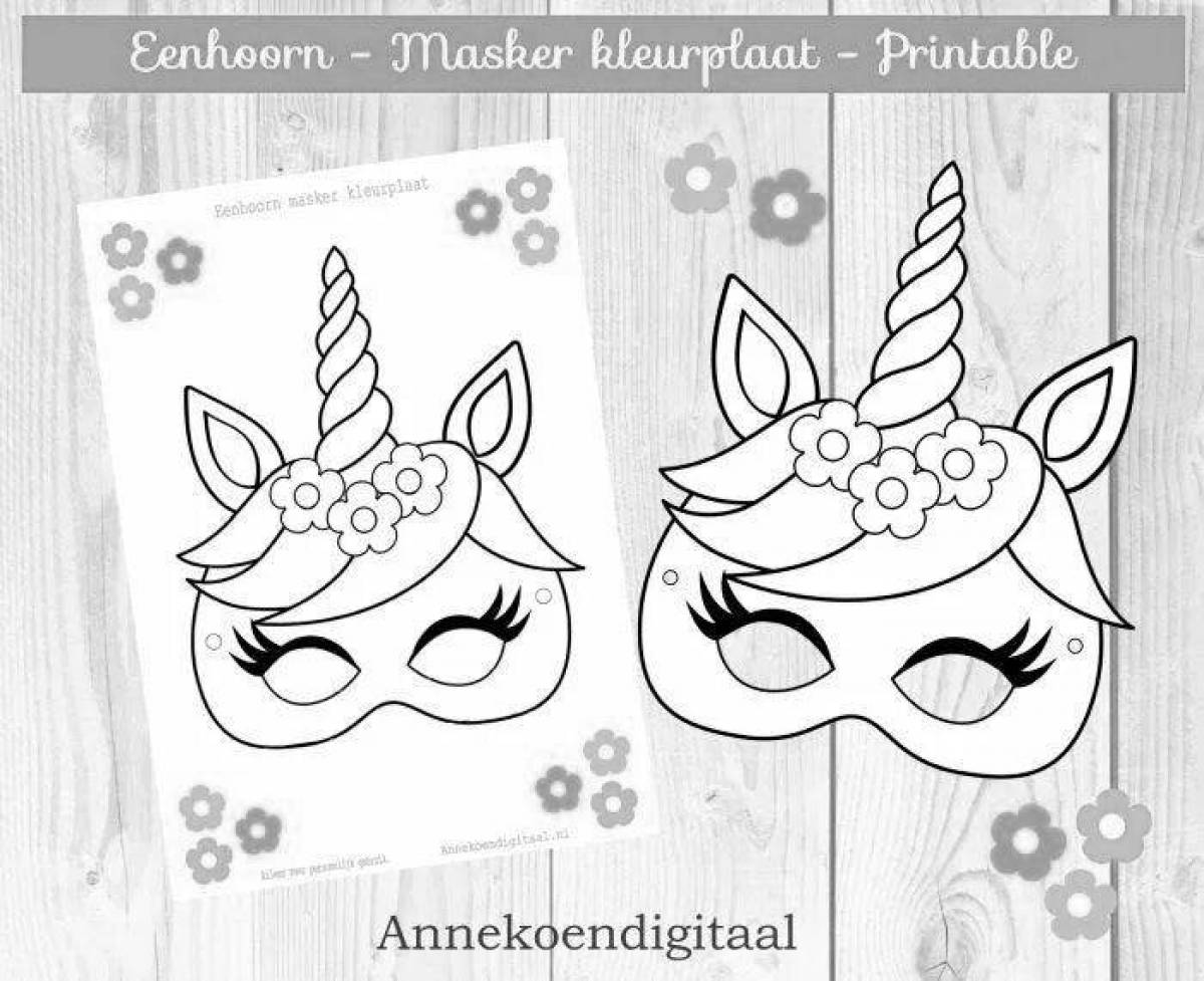 Attractive coloring unicorn mask