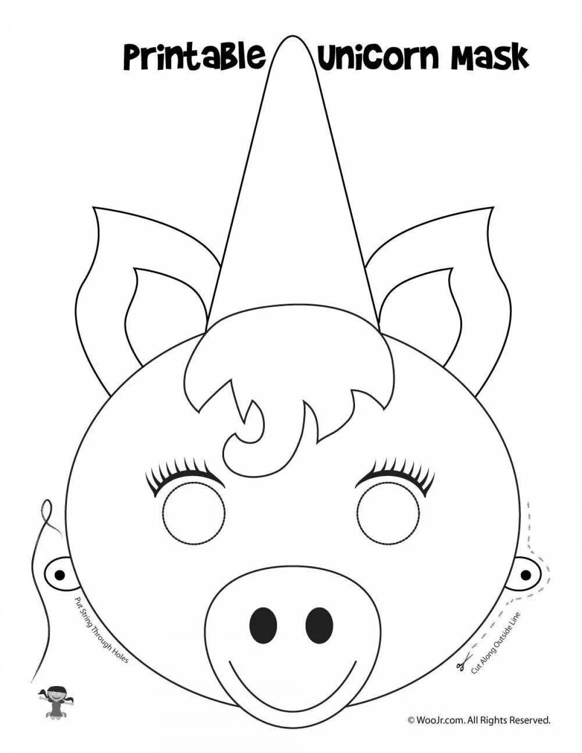 Playful coloring unicorn mask