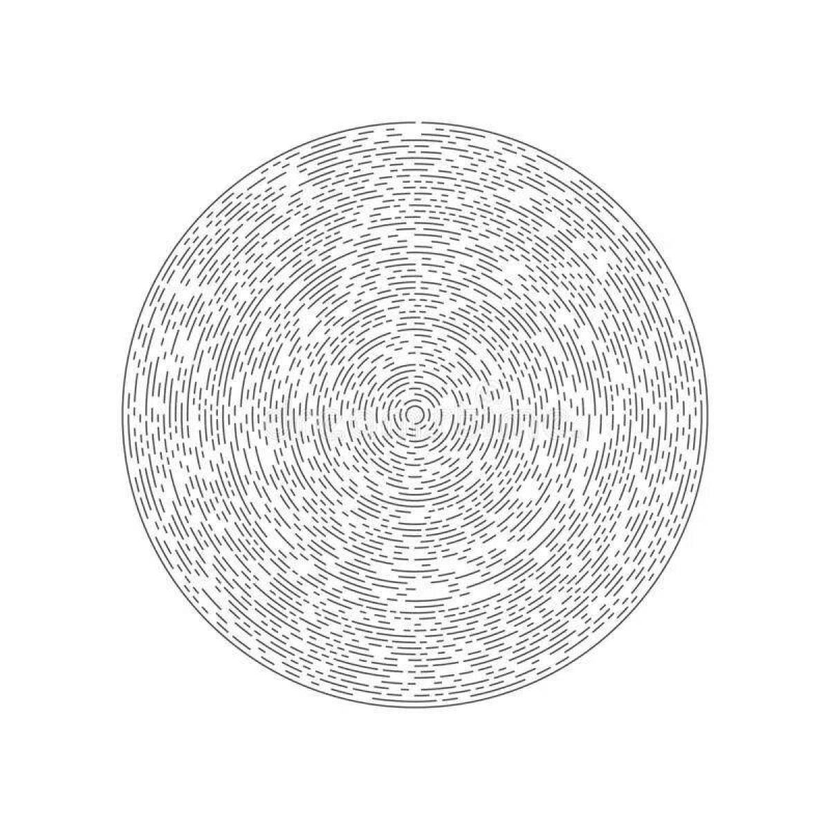 Colored circle with coloring lines