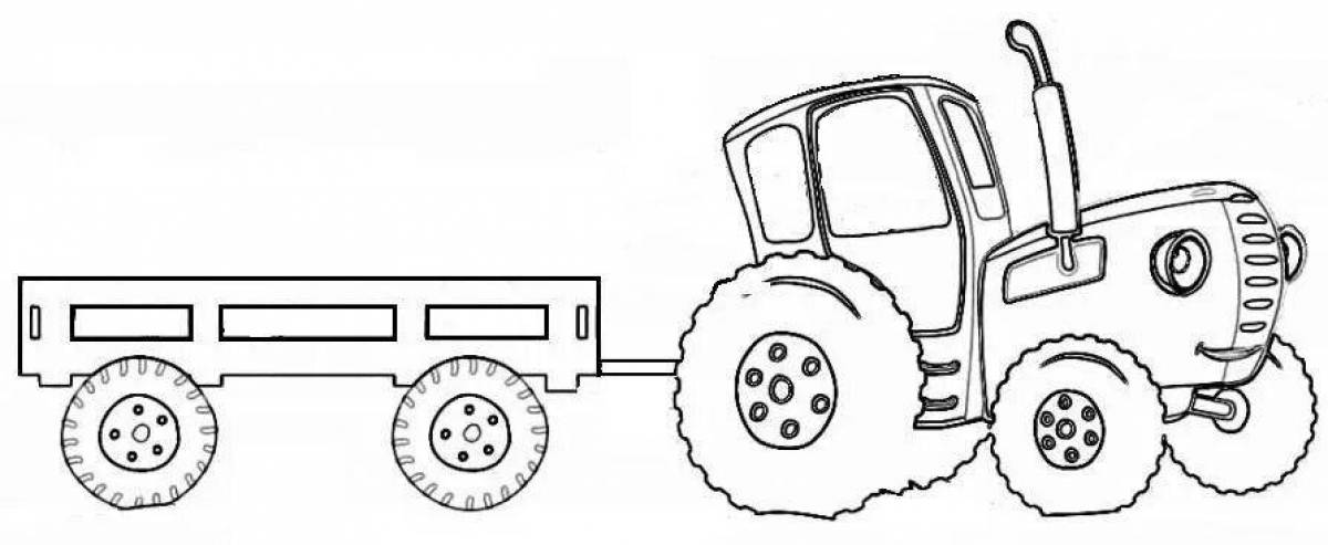Картинки для раскрашивания синий трактор распечатать