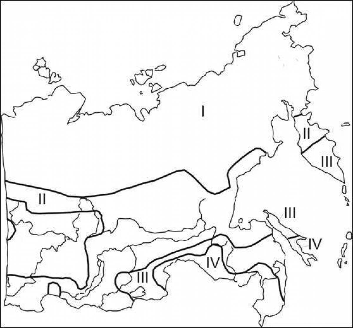 Карта природных зон россии черно белая распечатать