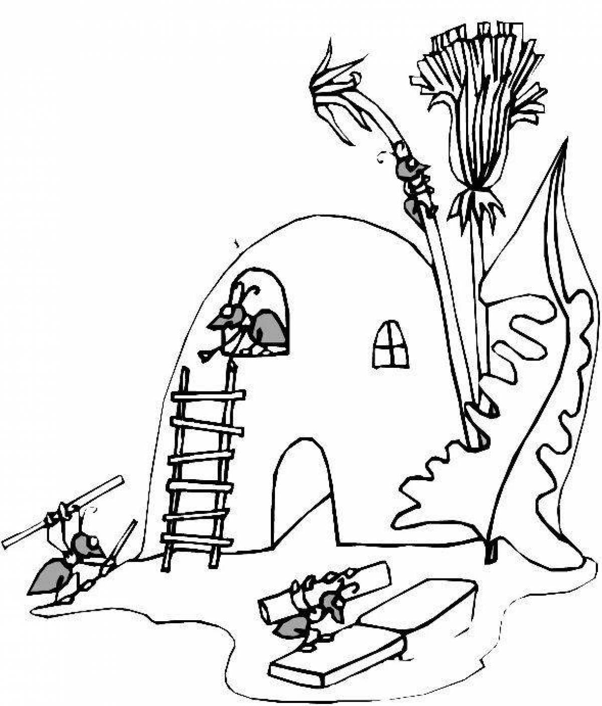 Раскраска Муравейник с муравьями