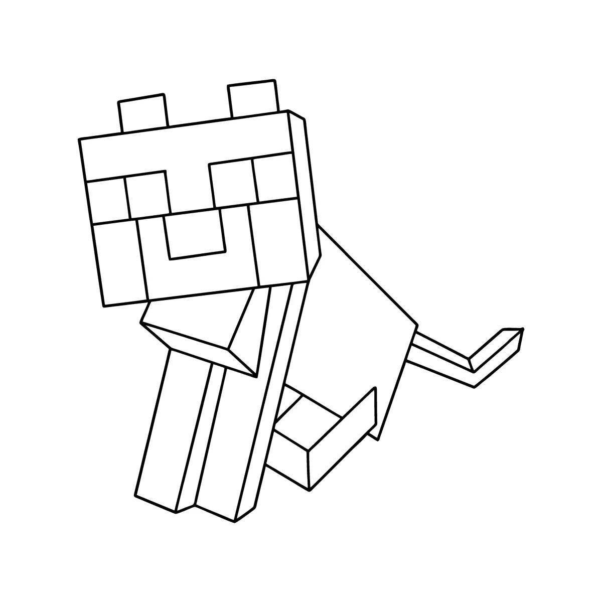 Adorable minecraft cat coloring page