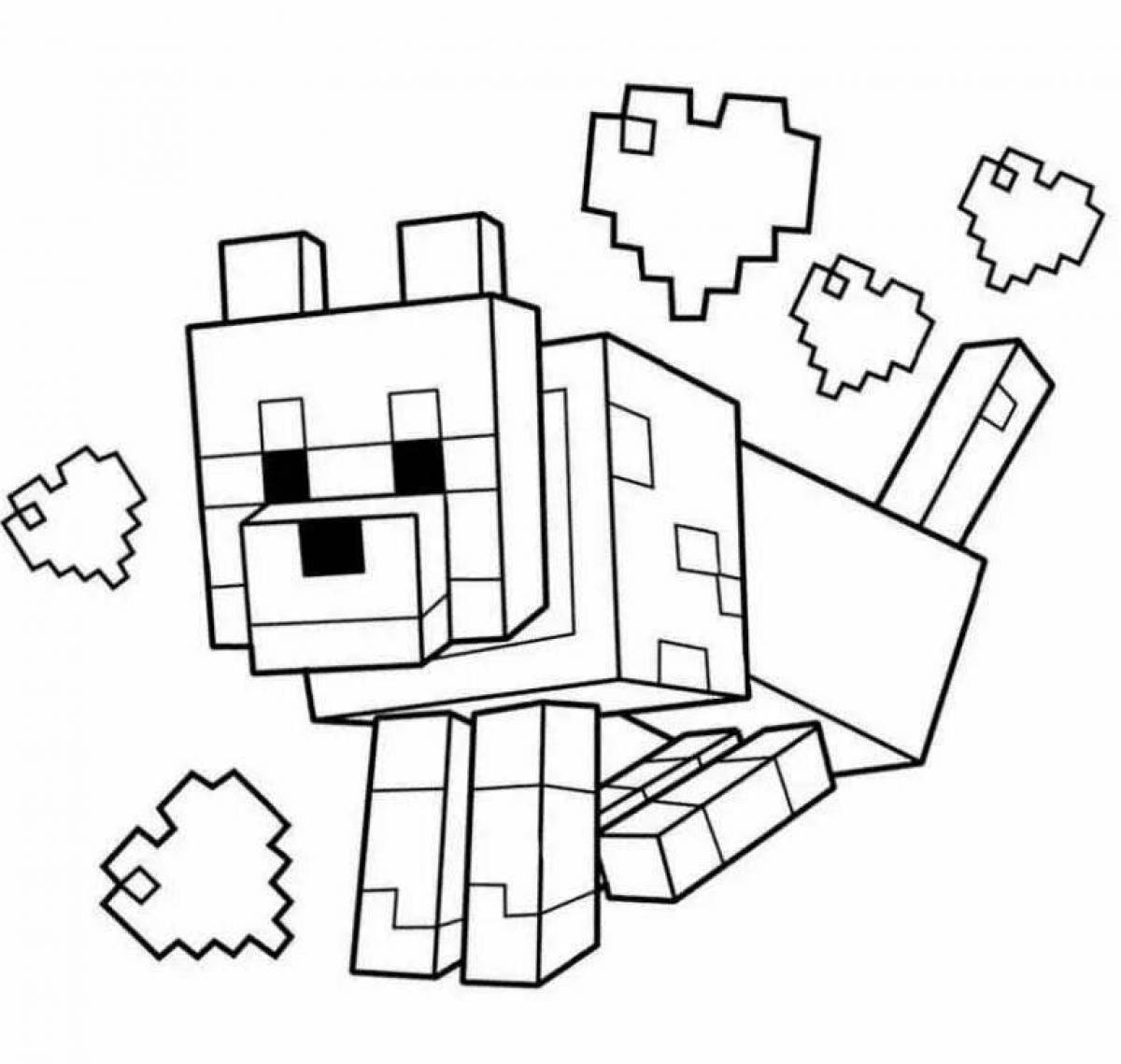 Cute minecraft cat coloring page
