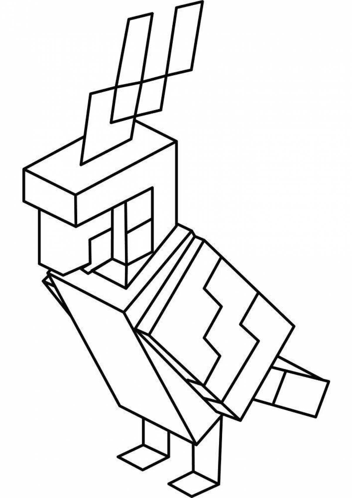 Funny minecraft cat coloring page