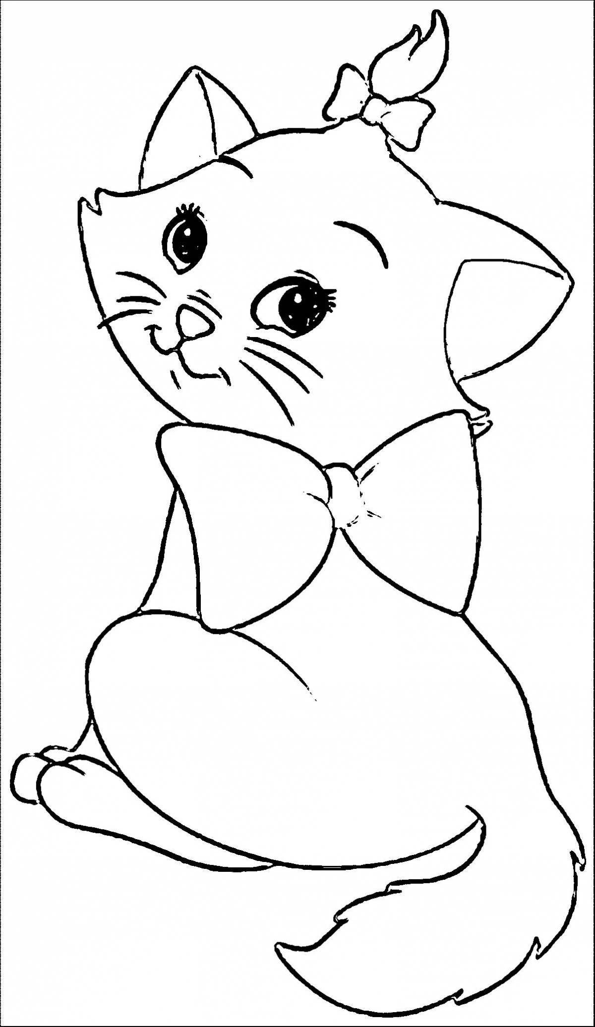 Раскраска «веселый кот с бантиком»