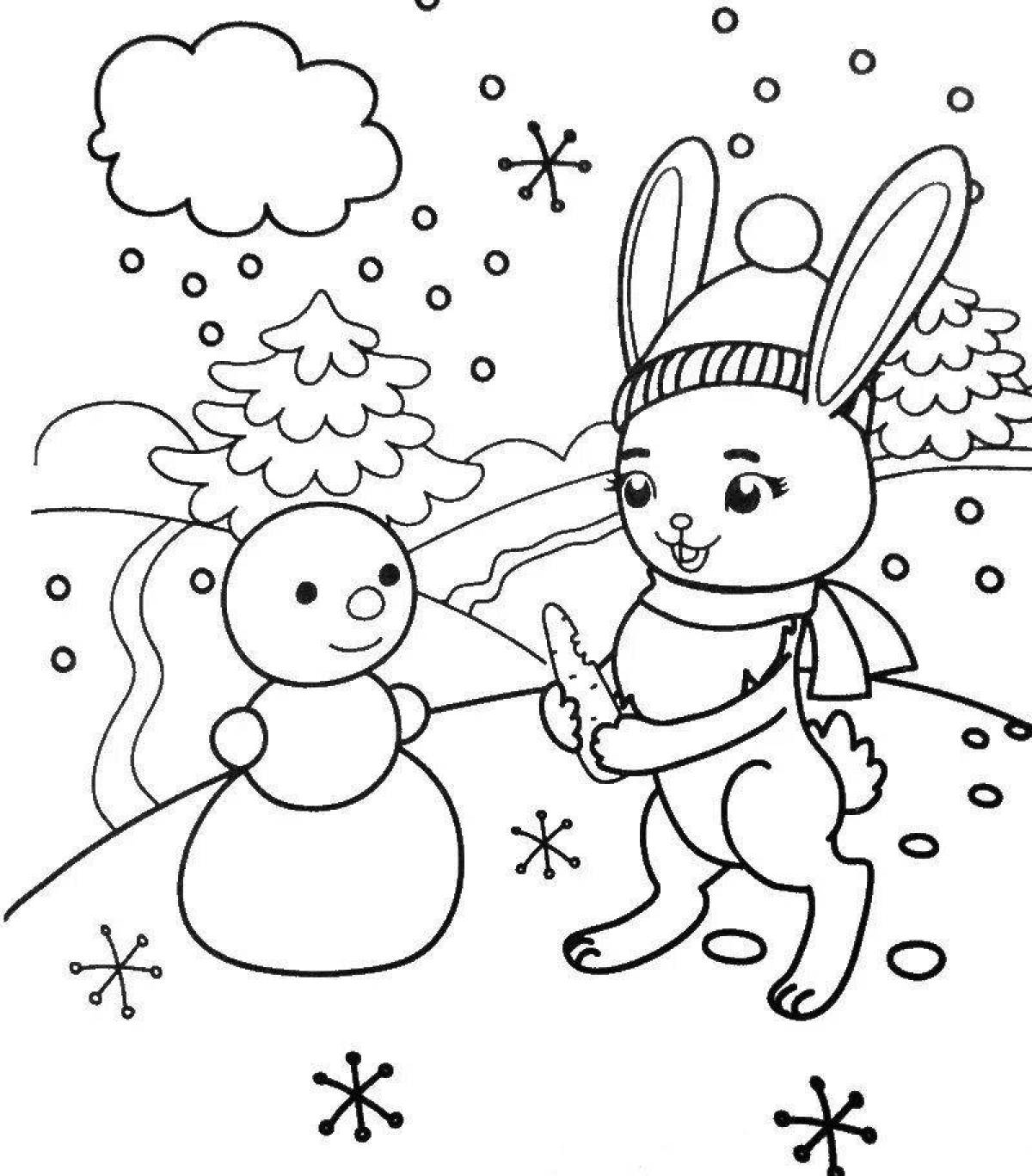 Заяц и снеговик #1