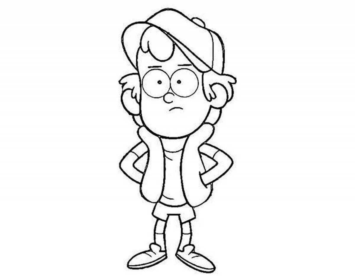 Colorful dipper gravity falls coloring page