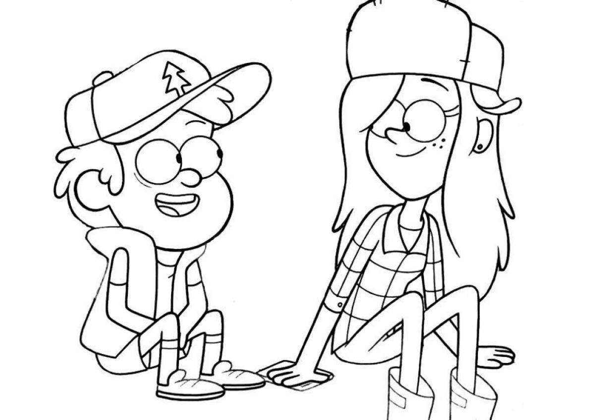 Dipper Gravity Falls Charming Coloring Page