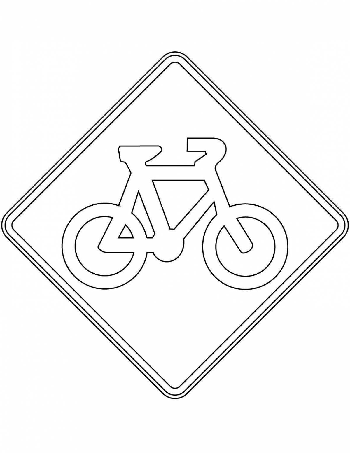 Coloring page bold bike lane sign