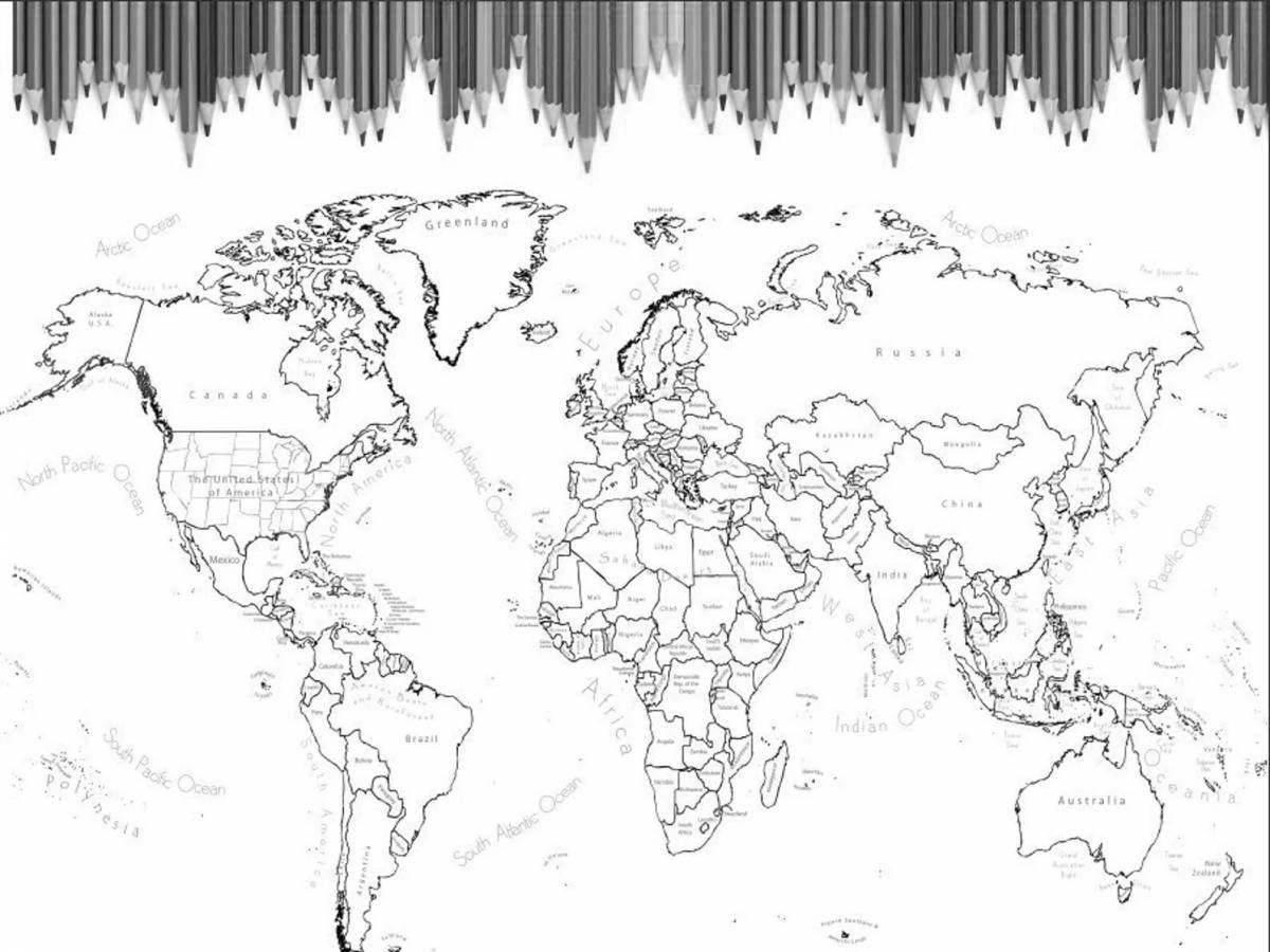 Исследуйте the World с бесплатными раскрасками Карта мира