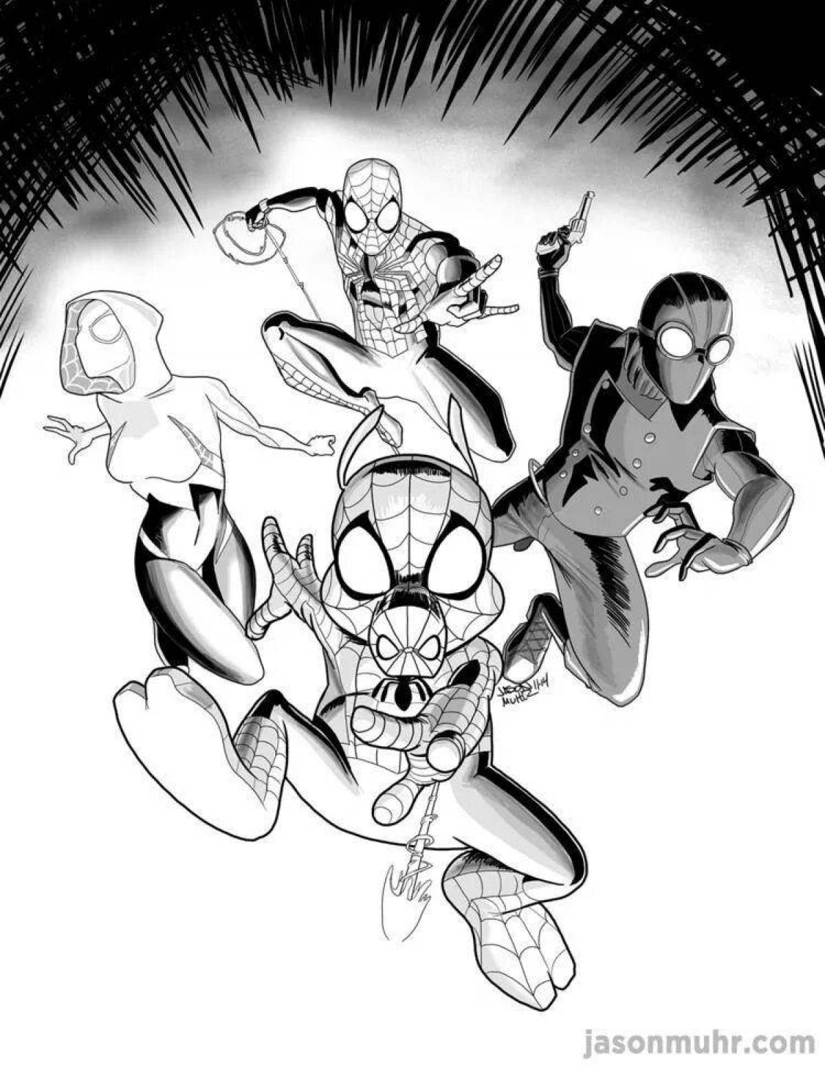 Bold coloring spider-man through universes