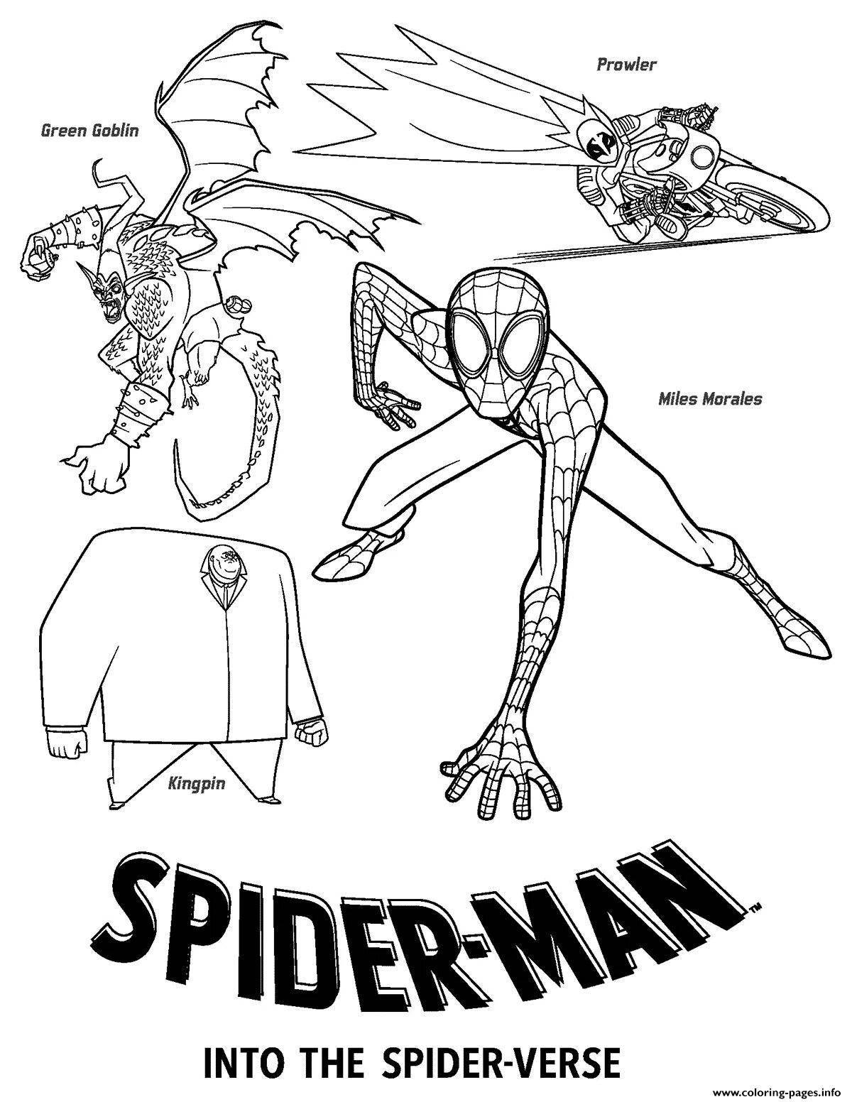 Spiderman through universes fun coloring book