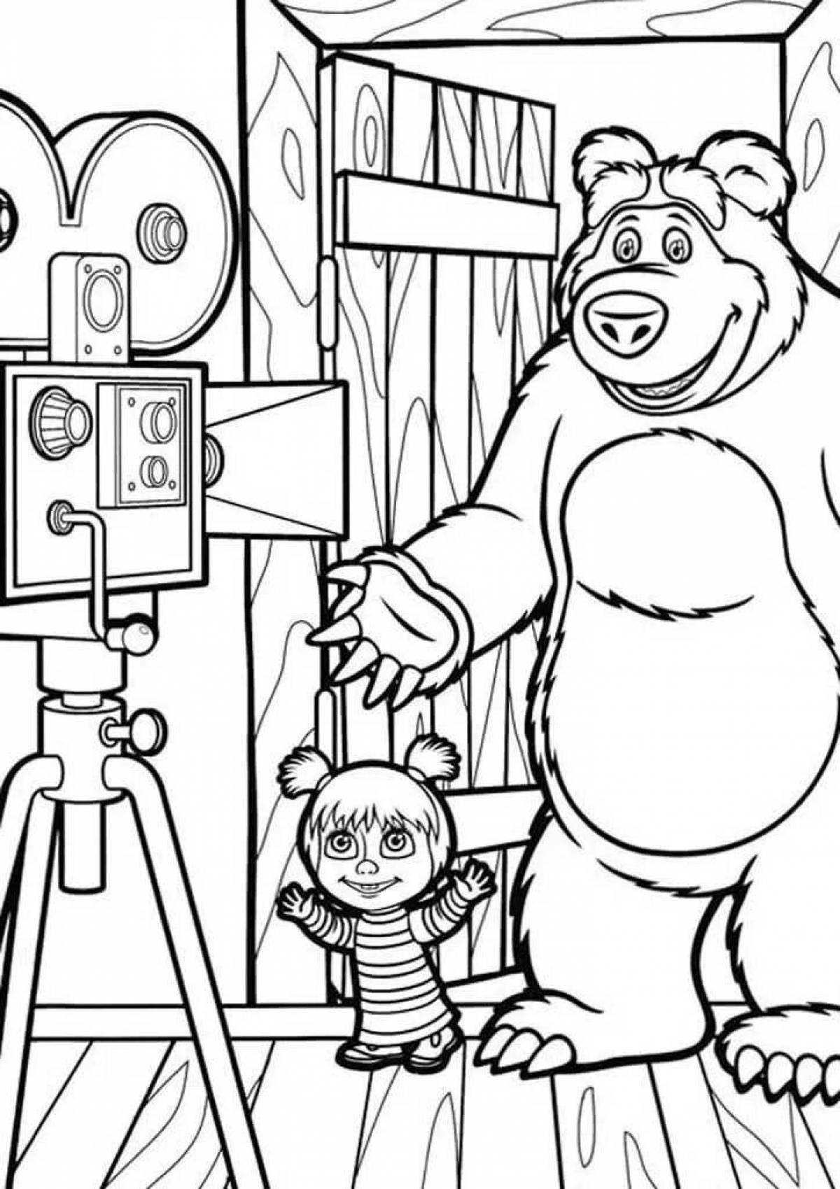 Funny drawing of masha and bear