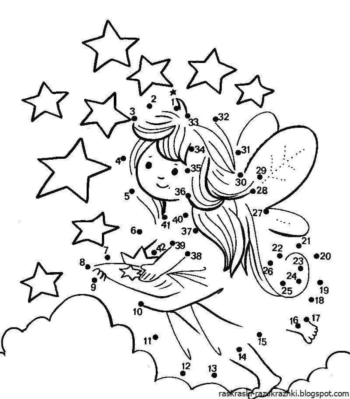 Coloring book with dots for girls