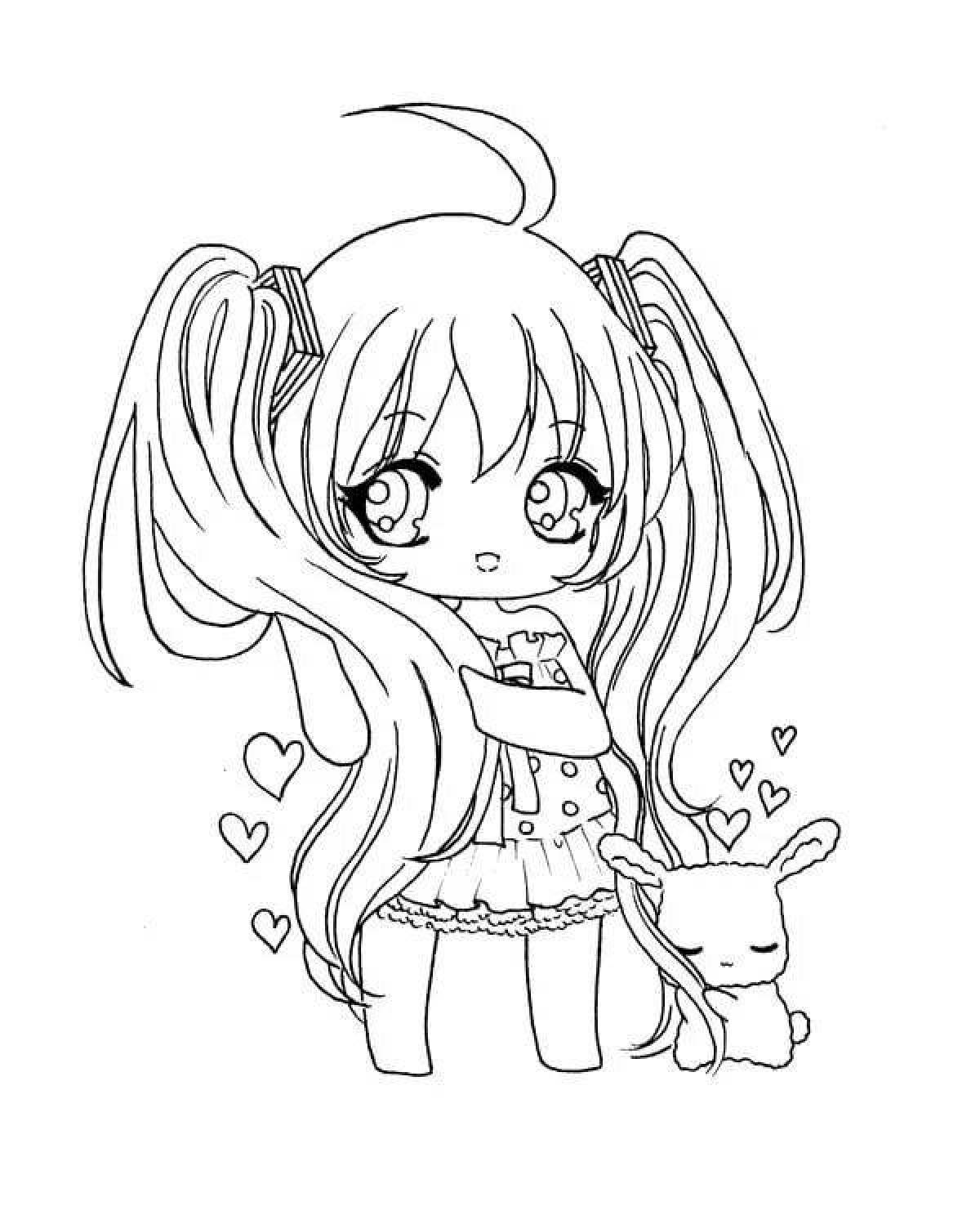 Amazing coloring pages for cute anime girls