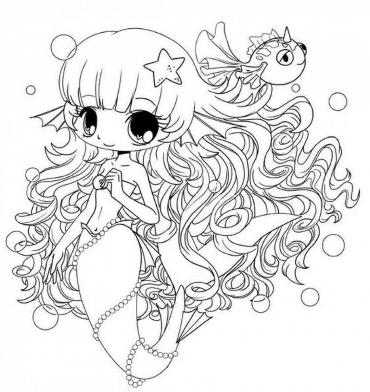 Perfect coloring page for girls anime cute