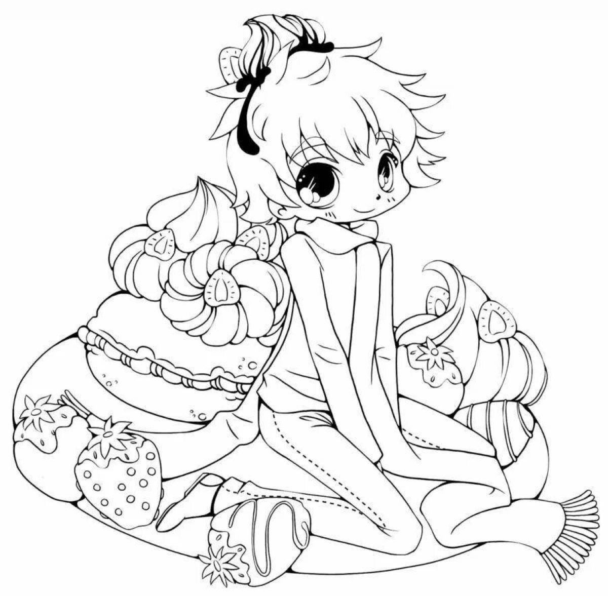 Radiant coloring page for girls anime cute