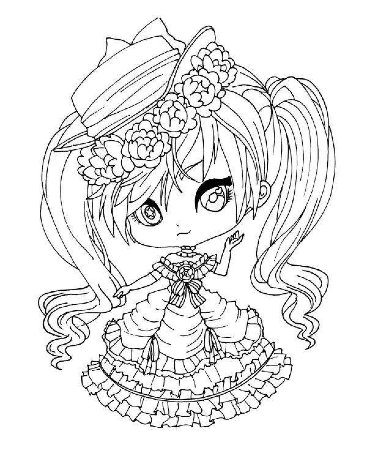 Fancy coloring for girls anime cute