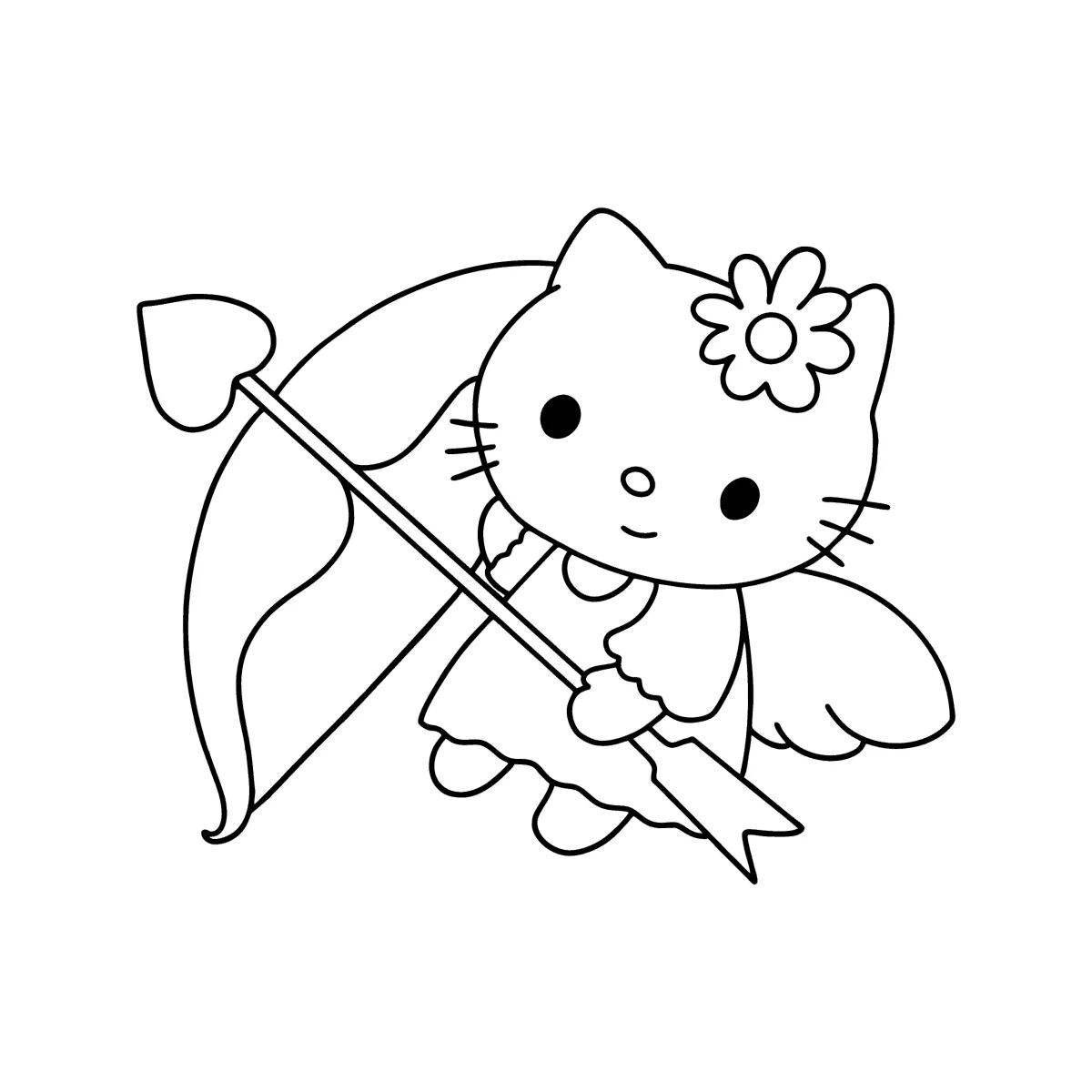 Bright hello kitty frog coloring page
