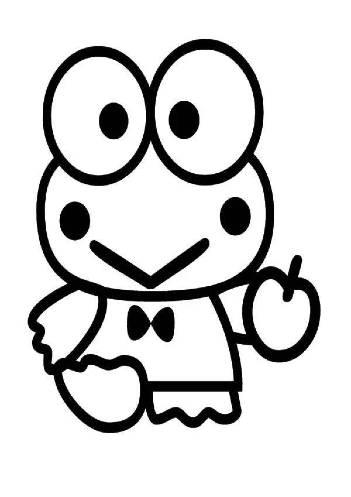 Cute hello kitty frog coloring page