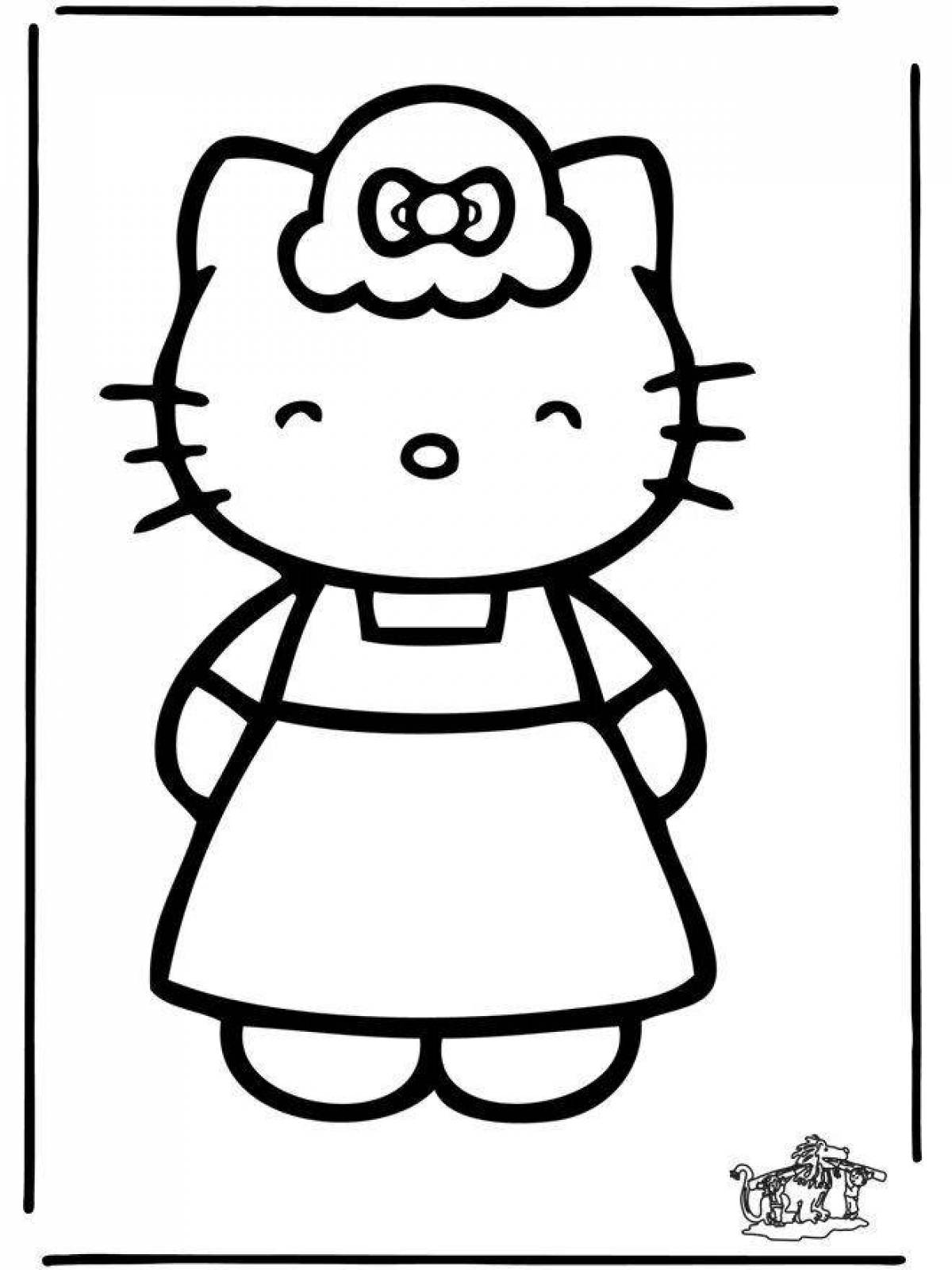 An animated hello kitty frog coloring page