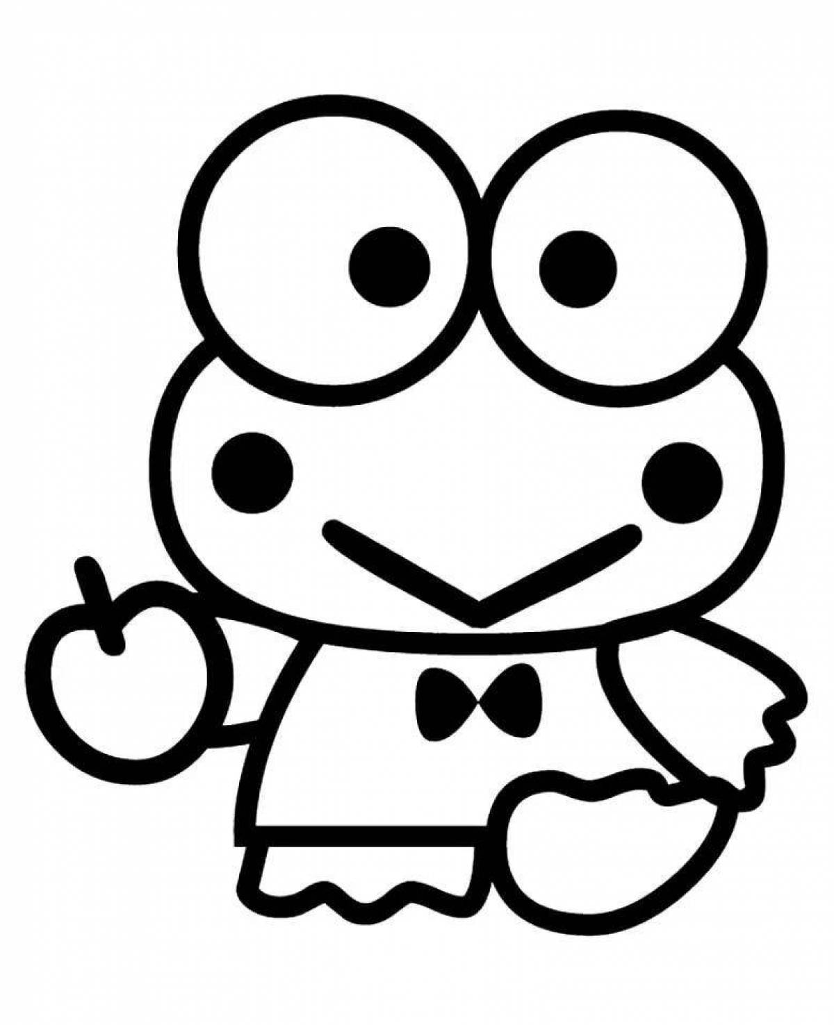 Сказочная страница раскраски hello kitty frog