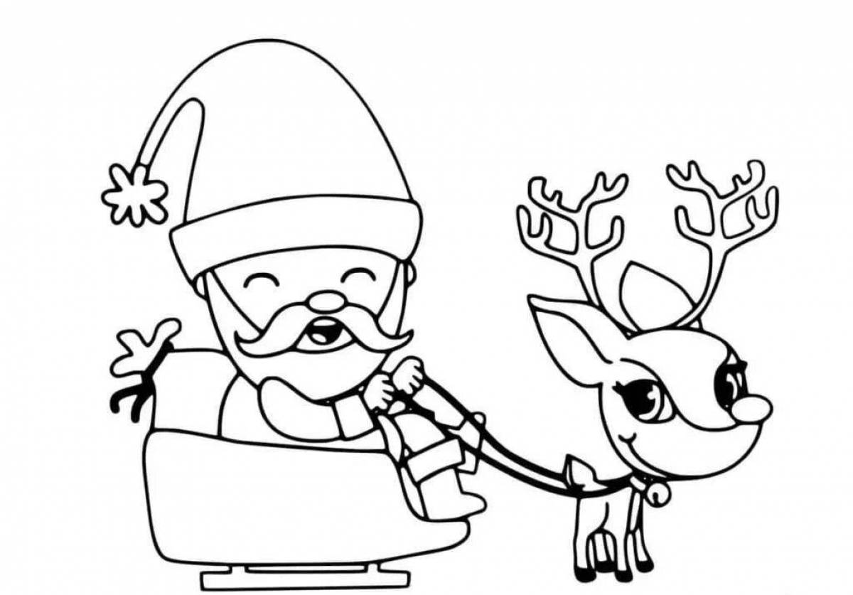 Glorious santa claus and reindeer coloring book