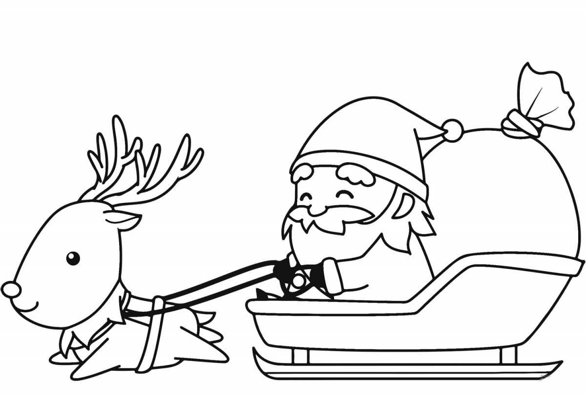 Live santa claus and reindeer coloring book