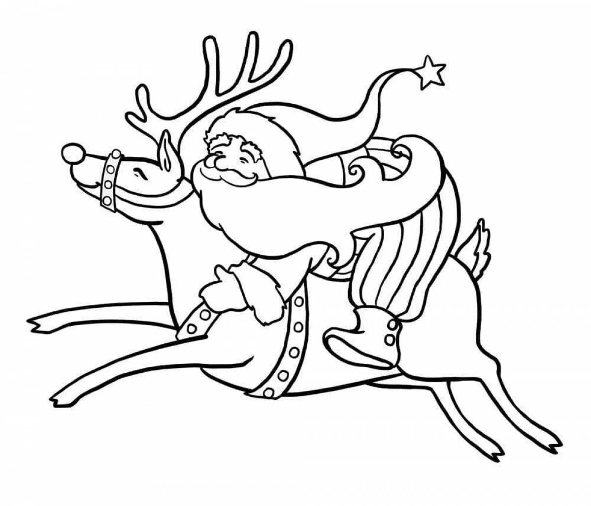 Fancy santa claus and reindeer coloring book