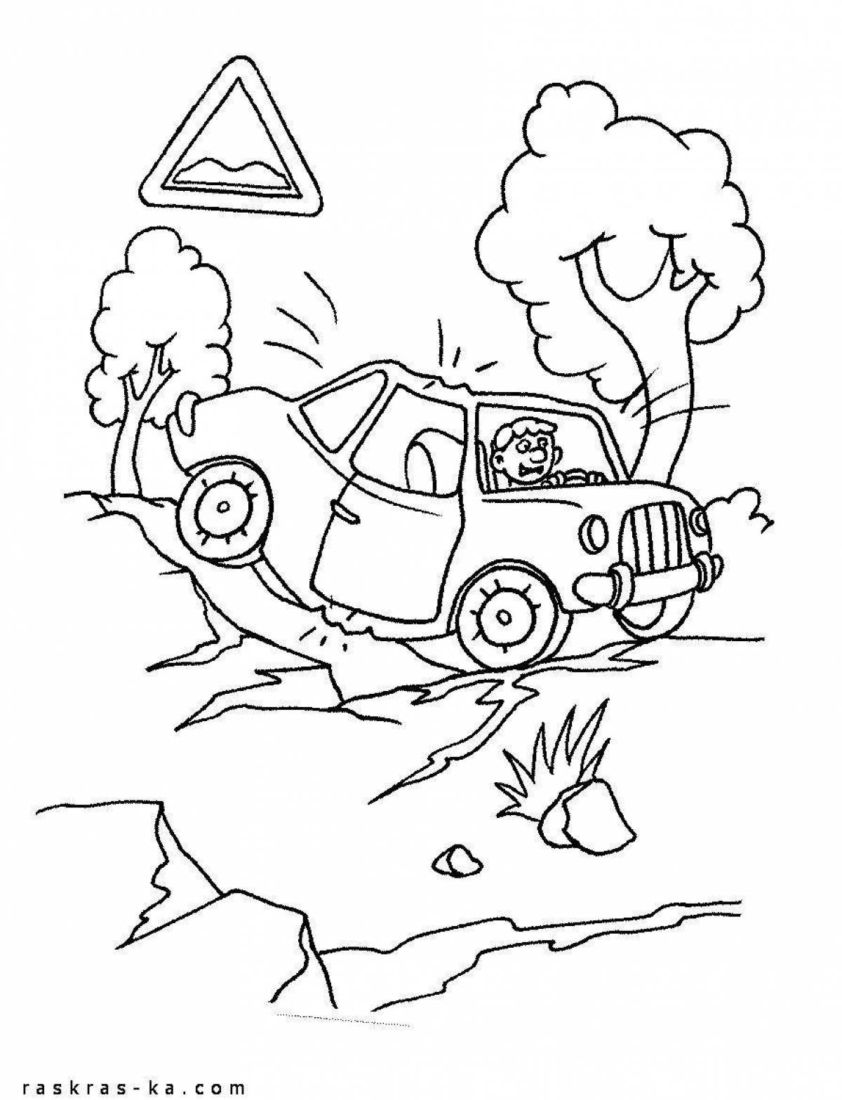 Intriguing road safety coloring page