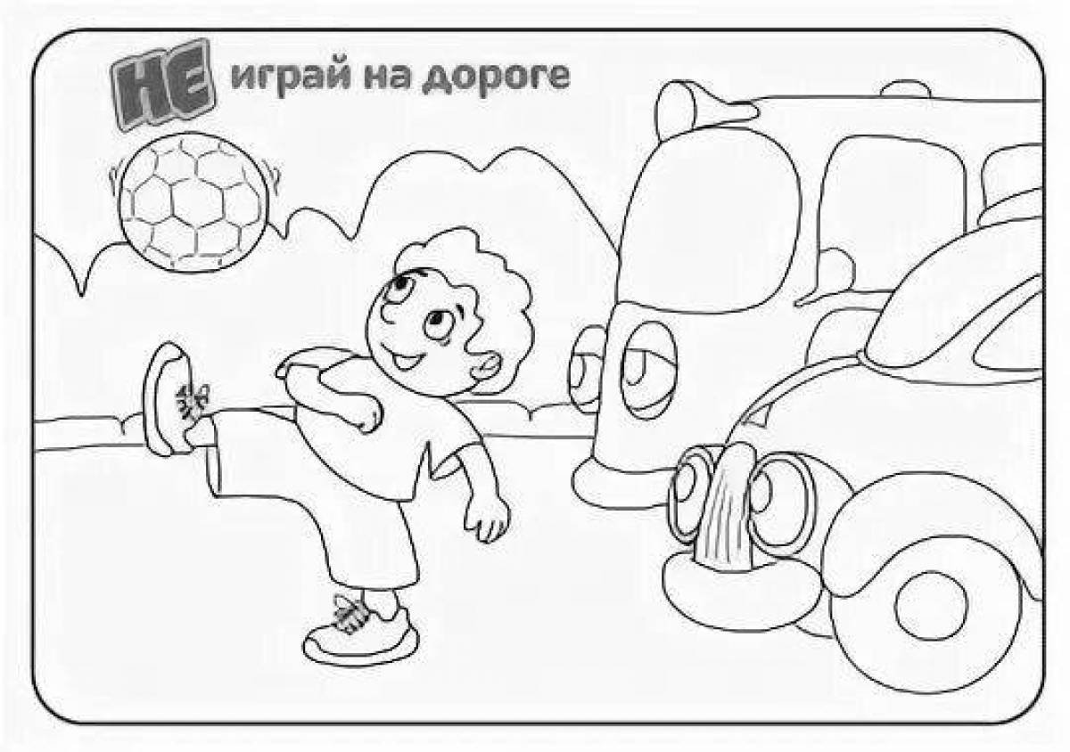 Coloring book witty road safety