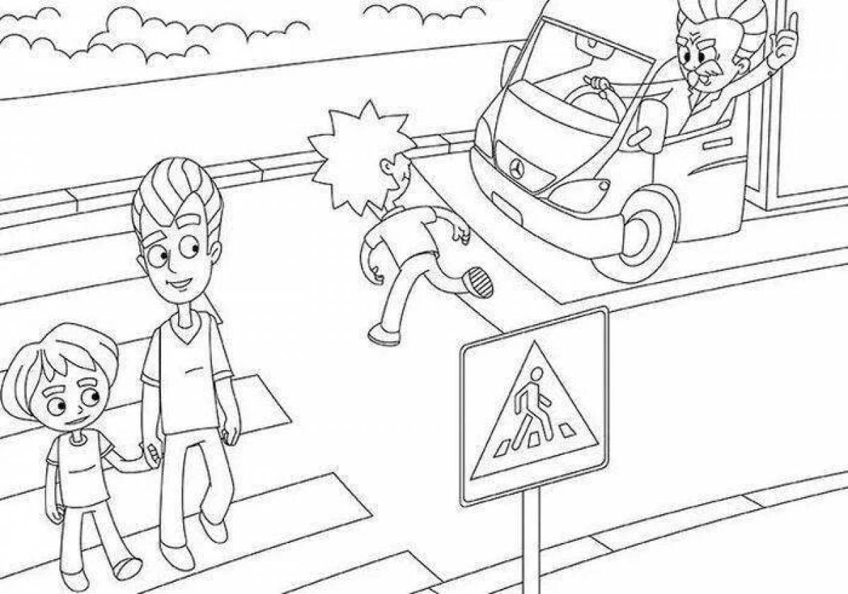 Imaginary road safety coloring book